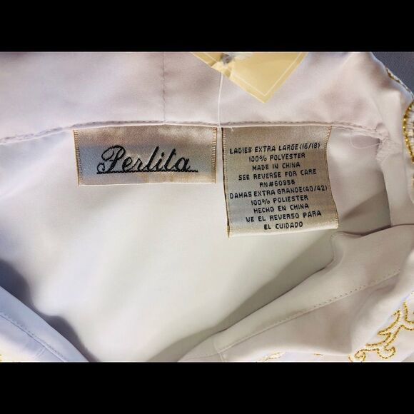Perlita Button-Down Embroidered Blouse, White Top - Picture 8 of 8